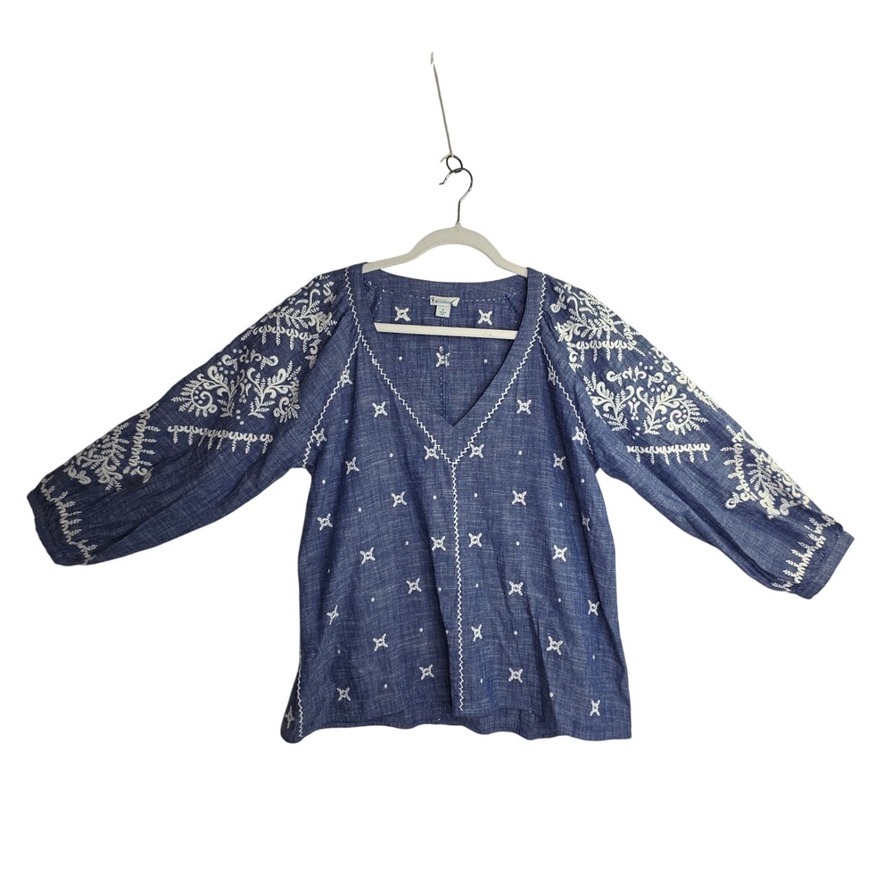 Sundance Blue Tunic with White Embroidery